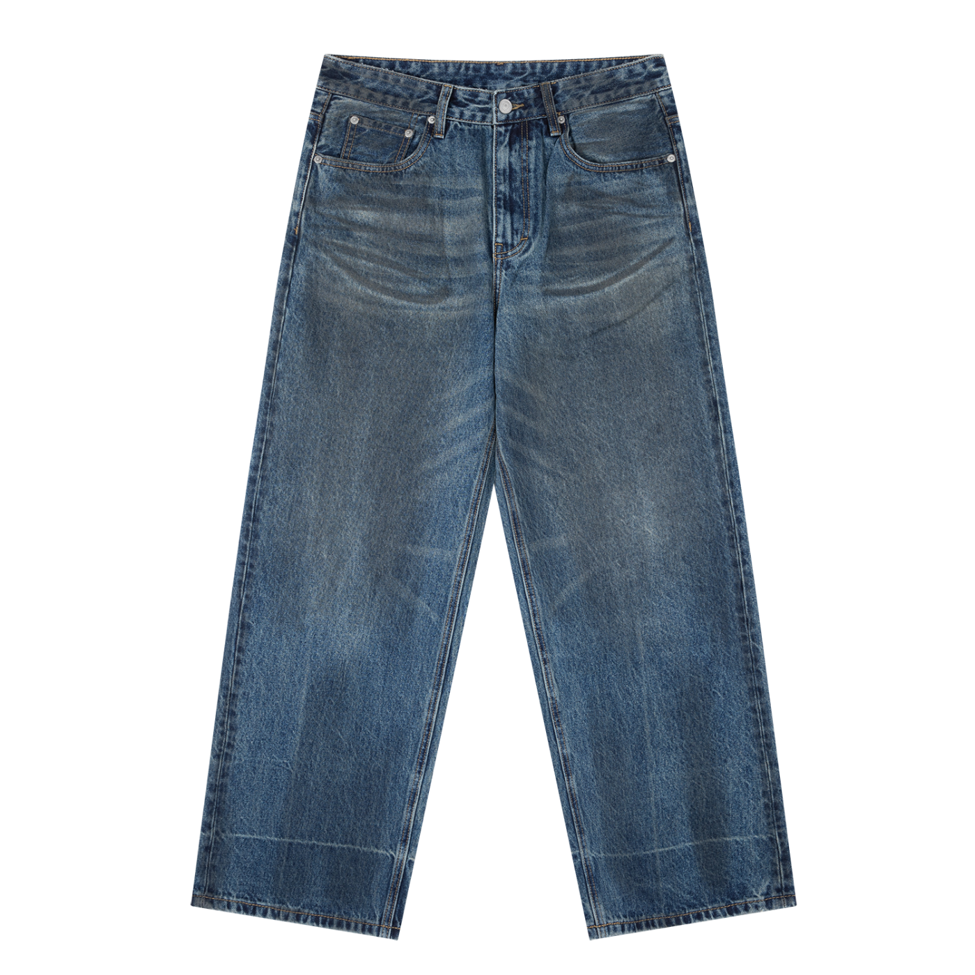"Double R, No Fear. No Limits" Washed Baggy Jeans